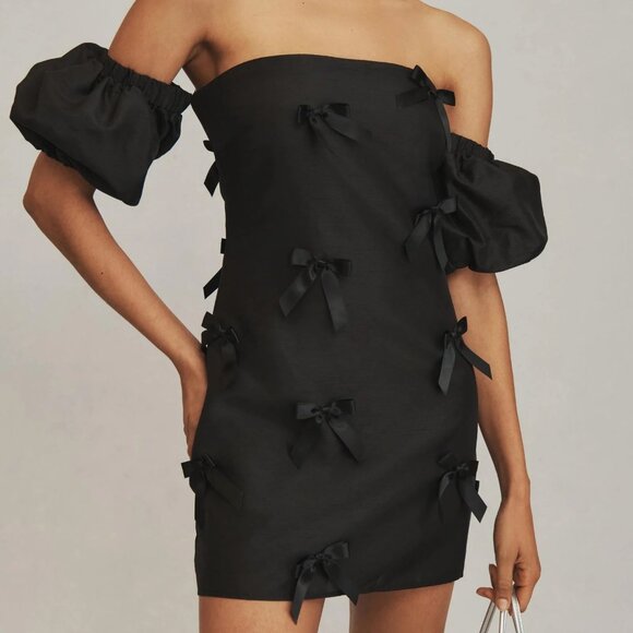 NWT! Anthropologie Hutch Off-The-Shoulder Bow Mini Dress - Picture 1 of 3